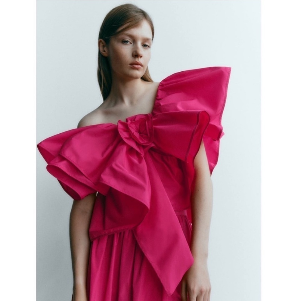 Zara Fuchsia Off-Shoulder Ruffle Blouse - Picture 8 of 15